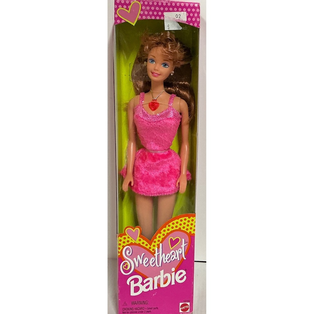 Mattel Vintage 1997 Sweetheart Barbie Pink Velvet Dress Heart Necklace 18700 NWT